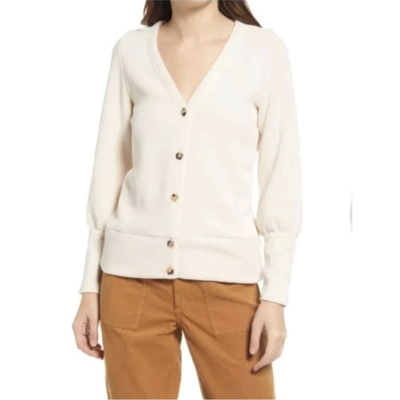 Madewell Ivrory Cardigan Sweater with flower buttons - Picture 5 of 5